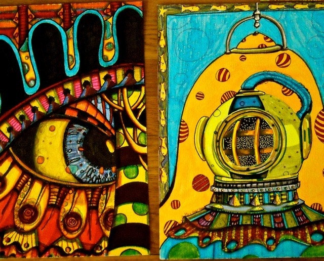 Steampunk Art Prints by Mary Vogel Lozinak Bird Number 9 srajd zentangle zen tangle Standard size for frame