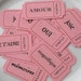PINK FRENCH WORD TICKETS - Set of 12
