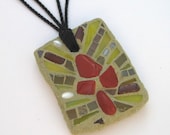 Mixed-Media Glass and Jasper Stone Mosaic Pendant Necklace - Awakening