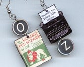 The Wizard of Oz EARRINGS L Frank Baum Vintage Typewriter