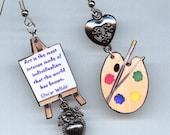 Artist Earrings Easel Palette Van Gogh Oscar Wilde Quote
