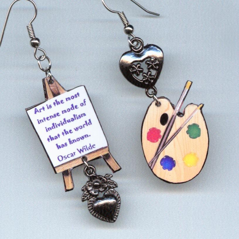 Artist Earrings Easel Palette Van Gogh Oscar Wilde Quote