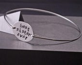 Maid of Honor Gift, Best Sister Ever Bracelet, Sister Gift, Sterling Silver Bangle Bracelet, Maid of Honor Jewelry