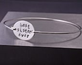 Best Sister Ever Bracelet, Hand Stamped Bangle Bracelet, Sister Gift, Sterling Silver Bangle Bracelet, Maid of Honor Gift