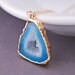 Druzy Crystal Jewelry, Agate Slice Necklace, Gold Druzy Agate Necklace, Blue Agate Necklace