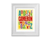 Nursery Art ABC Personalized Name Print,  Alphabet Art - Any Color Scheme - ABC Name Nursery Print 11 x 14 Kids Wall Art