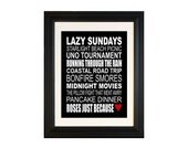 Custom Text Love Art - Personalized Modern Art Print - 11 x 14 Black and White With Red Heart - Great Father's Day or Anniversary Gift Idea