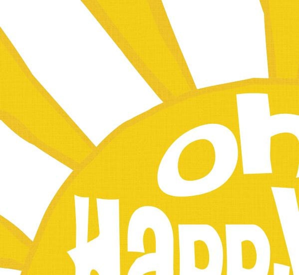 Nursery Art Print, Oh Happy Day Yellow Sun Kids Wall Art, Cheerful Nursery Decor 8x10 Nursery Wall Sign, Primary Colors Nursery Decor