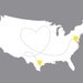 U.S. Love Map - Gray and Yellow US Map Illustration With Heart - United States Print - Custom 11x14