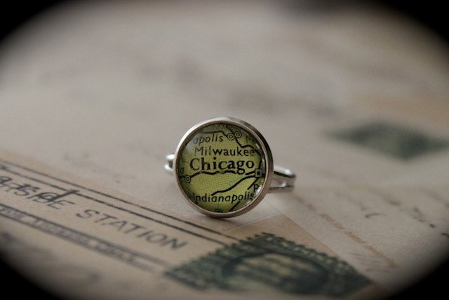 Chicago Authentic Vintage Map Ring