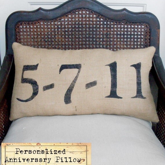 Remember the Day - Burlap Feed Sack Pillow - Personalize with a special date in your life