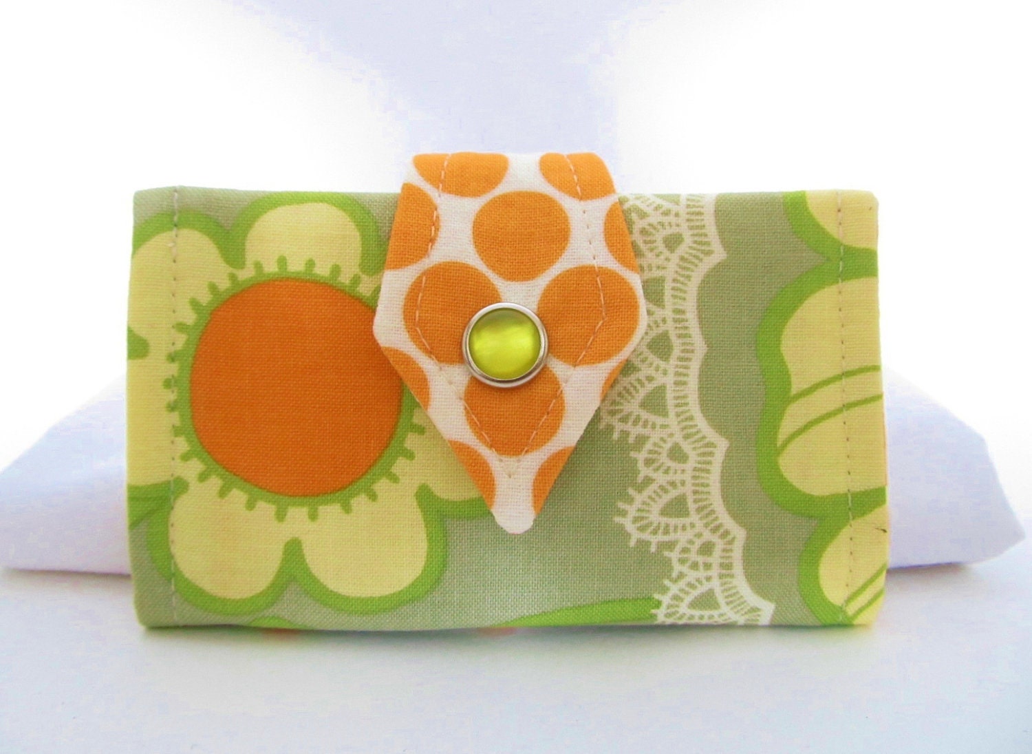 Handmade Small Card Organizer Wallet - Sunflower