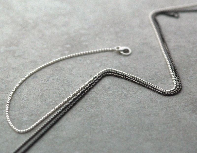 Box Chain in Sterling Silver - 17 inch - Polished or Oxidized - Free Shipping in the U.S.