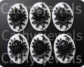 Cameos  Unset Black Rose on White Portraits Set Of Six 25x18