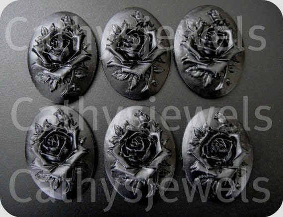 Cameos Ebony Rose Portraits Set Of Six 25x18