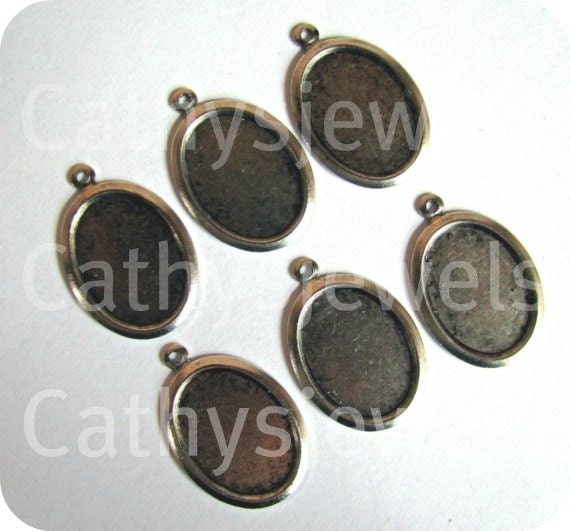 Six Pieces of Rolled Edge Antique Silver Pendant Setting 25x18