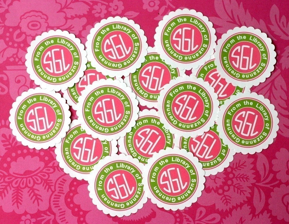 Personalized Book Label Stickers - Scalloped Edge