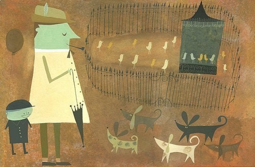 Monsieur Hulot at the Park. Limited edition print by Matte Stephens