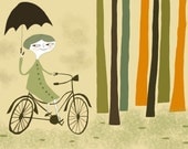 Vivienne riding her bike.  8.5x11 print by Matte Stephens.