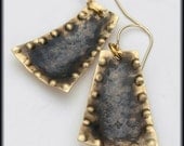 ANCIENT ARTIFACT - Handforged Antiqued Hammered Bronze and 14KT Gf Earrings