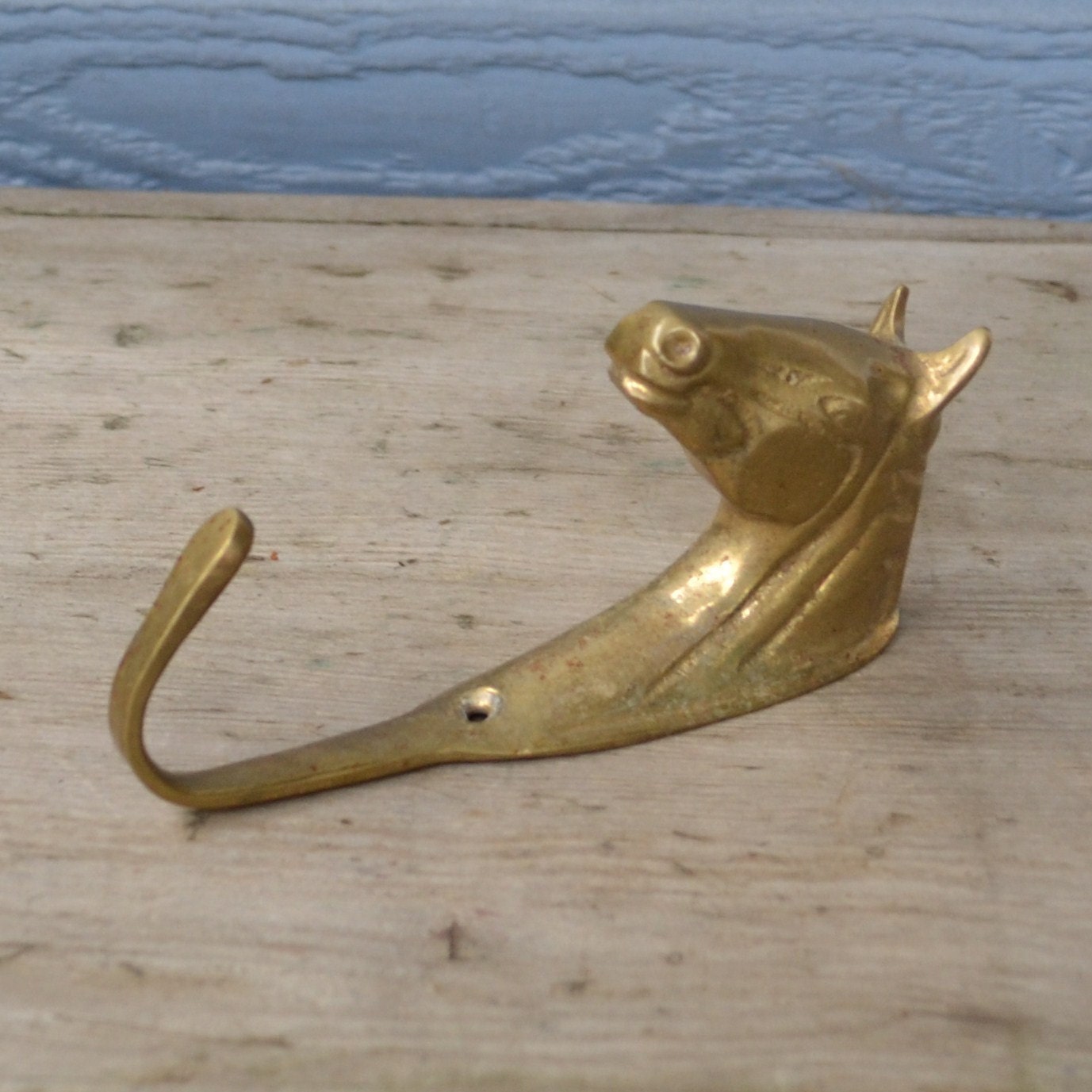 Vintage Brass Horse Head Hook