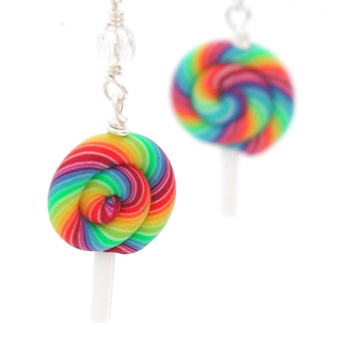 Rainbow lollipop earrings