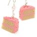 Birthday cake earrings :  vanilla cake with pink sprinkle frosting