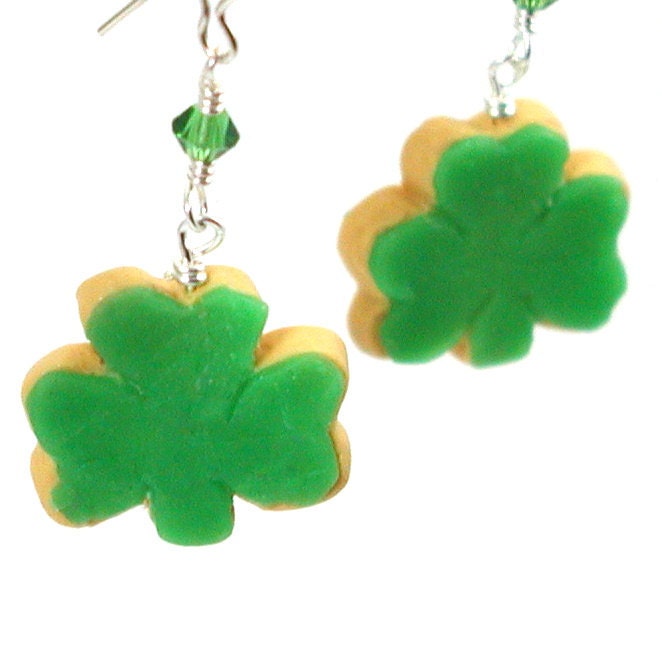 Shamrock cookie earrings