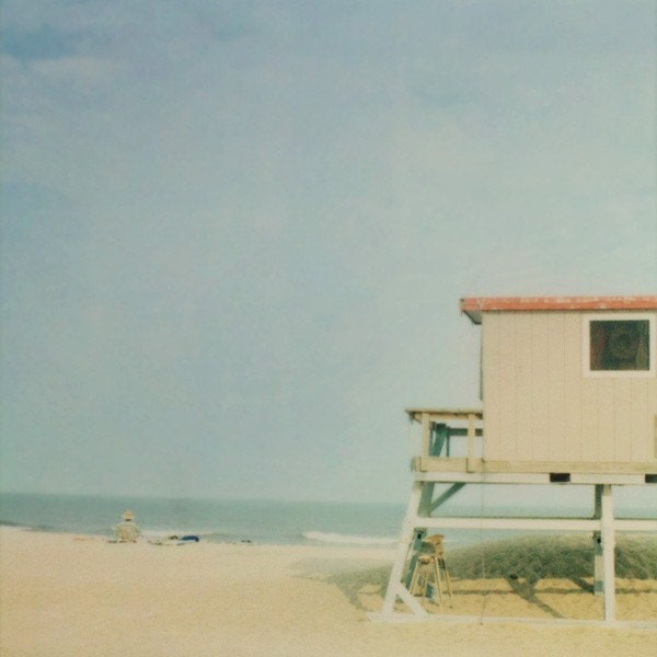 Vintage polaroid beach photograph - Every day is like Sunday - Mid-century, Modern, Pale Blue, Summer Vacation, Ocean, Sea, Nautical