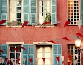 Nice, France Photograph, Travel Photography, Spring, Windows, Home, Coral, Orange - Live Out Loud
