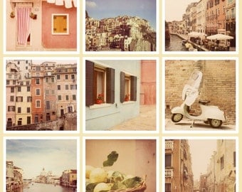 Set of Nine Italy Photos, Travel Photography, Italy Art, Fine Art Prints, Vintage Polaroid Photographs - Polaroidissimo