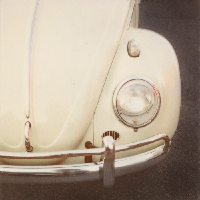 Bug - Vintage Car Photograph, Father's Day, Volkswagon, Mid Century, Retro VW Beetle Polaroid, Cream, Beige