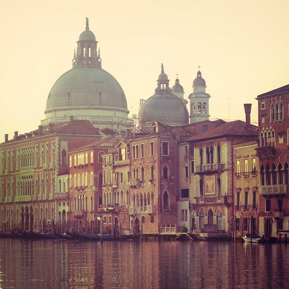 Venice Photograph, Italy, Grand Canal, Morning, Sunrise, Autumn Colors, Peach, Orange, Blush, Gold - When the morning comes