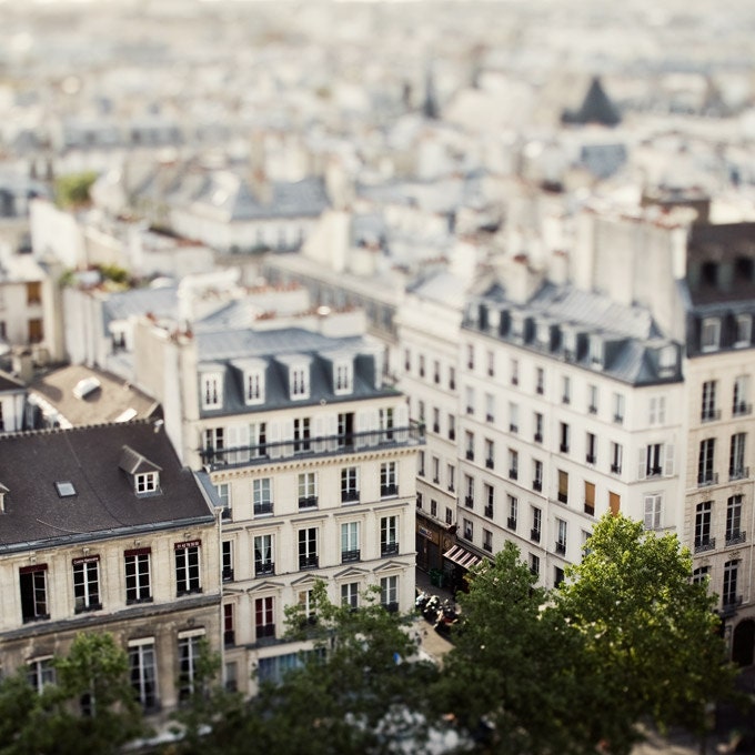 Paris Rooftops Photo, City View - Petit Paris - White, Grey, Dreamy, Whimsical Travel photography