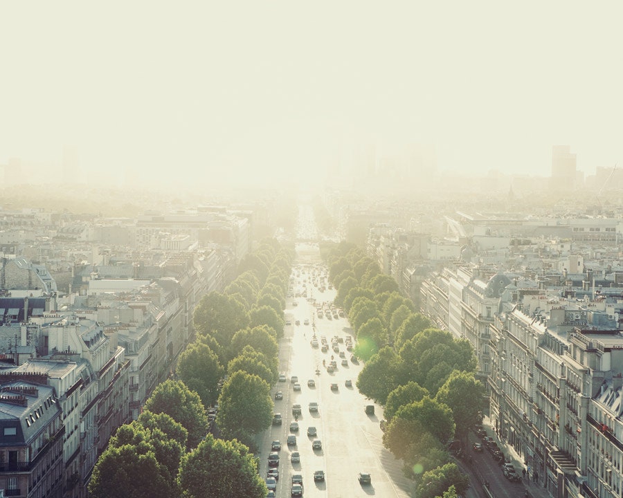 Paris Art, Travel Photography, City View, Fine Art Print, Warm Yellow, Wall Art, Urban, Street - Staring into the Sun