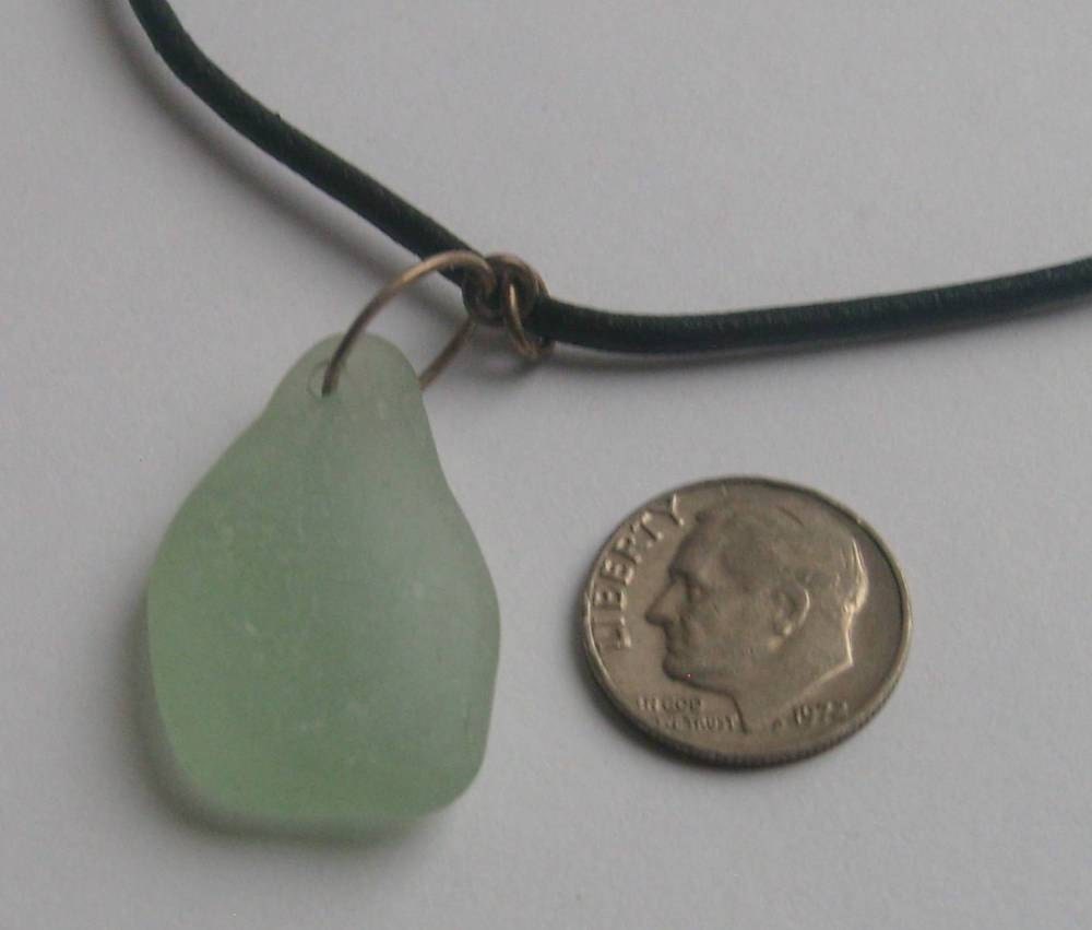 SEA FOAM BLUE Sea Glass Charm Necklace by Lake Erie Beach Glass LEbg
