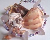 Lavender Sea Glass Crystal Bracelet by Lake Erie Beach Glass LEbg