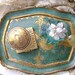 French Provincial Tray in antiqued guilded gold and aqua blue (just right for your boudoir)