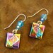 Dichroic Fused Glass Drop Earrings - Mardi Gras