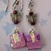 Pink  Dichroic Fused Glass Drop Earrings - Pink Butterfly Earrings