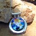 Dichroic Fused Glass in a Silver Setting, Blue and Copper Dichoric Glass Pendant - Kaleidoscope
