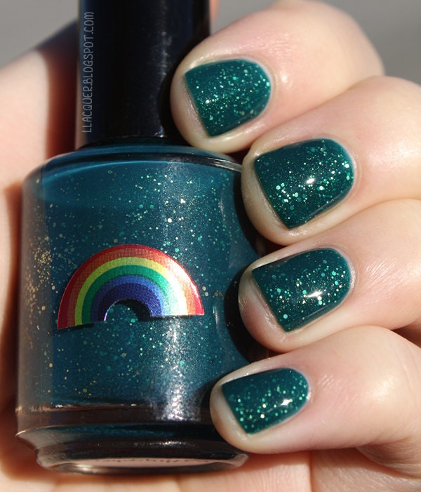 Bathysphere teal and gold glitter nail polish