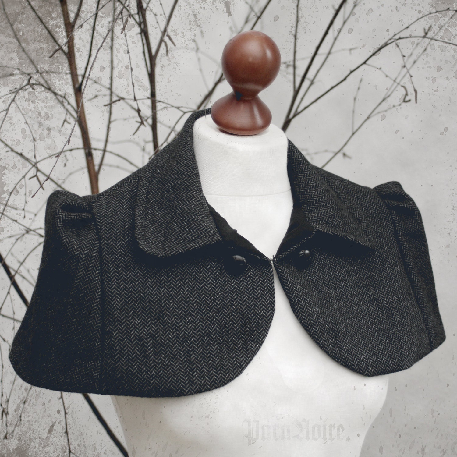 ANOUSCHKA "Sherlock Holmes" (short) - TWEED - herringbone mini capelet - 2 colors