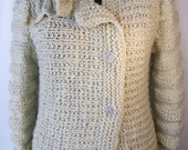 WINTER SALE 30 %  OFF- women // sweater-cardigan,   // closed, with deer horn buttons