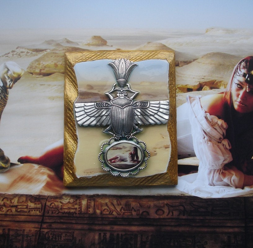 Queen of the Nile Miniature Wood Wall Art Collage - ONE OF A KIND Original Mixed Media