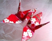 Peace Crane Bird Wedding Cake Topper Favor Origami Ornament Japanese Paper Cherry Blossom Sakura Red Decoration