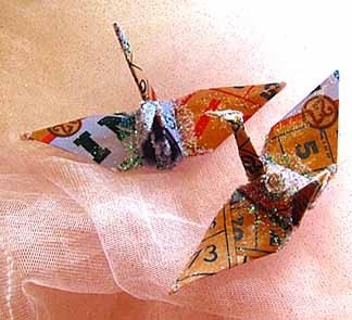 Bird Bingo Peace Crane Christmas Ornament Wedding Cake Topper Favor Origami Japanese Paper Bird