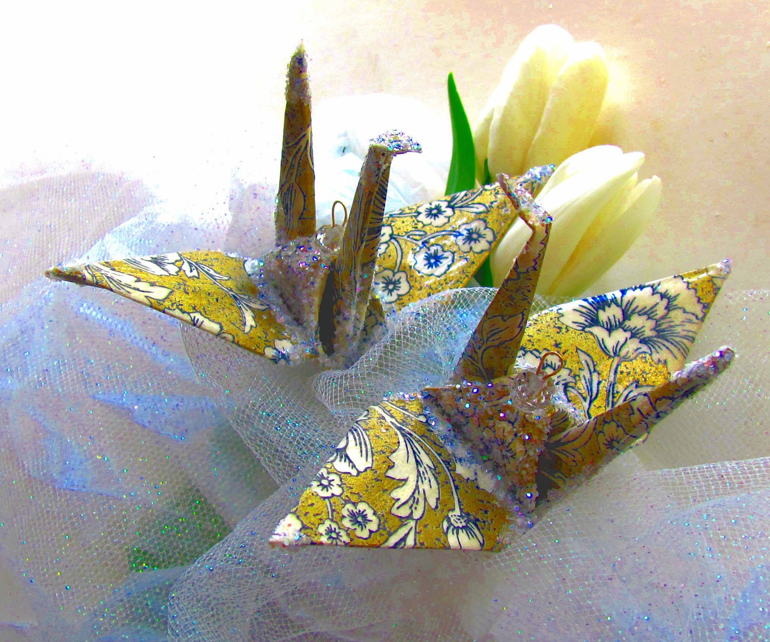 Peace Crane Wedding Cake Topper Party Favor Christmas Ornament Origami Japanese Paper Bird Victorian Avant-Garde Decoration