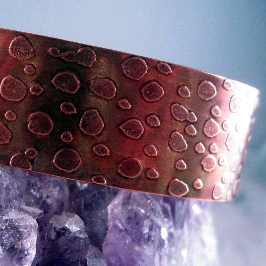 Wide Textured Copper Cuff...Leopard