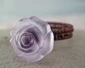 Lavender Rose in Bloom Wire Wrapped Cocktail Ring
